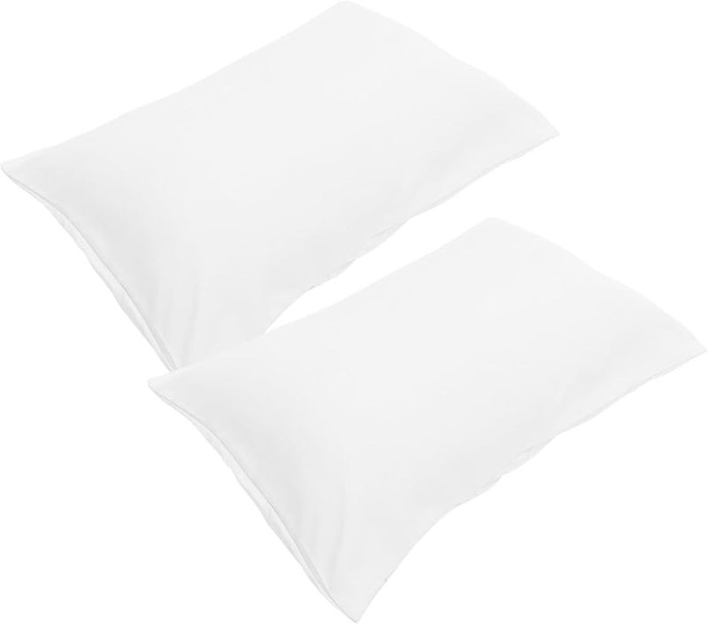 حافظة وسادة سفر بيضاء من الألياف الدقيقة، 2 قطعة، بإغلاق مغلف للأولاد والبنات - Image 1